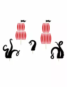 5 Tårtdekorationer piratfest 13,5–21,5 cm