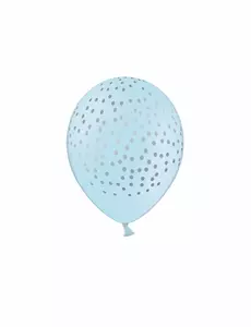 6 ljusblå latexballonger med silverprickar 30 cm