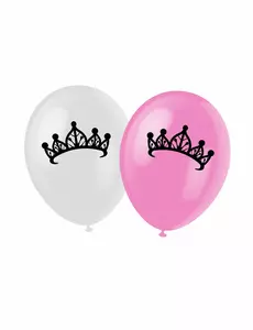 6 rosa prinsessballonger i latex 30 cm
