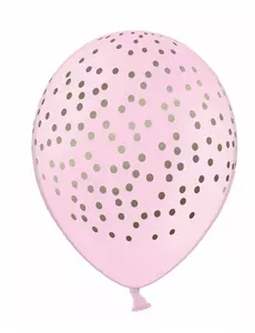 6 Ljusrosa latexballonger med gyllene prickar 30 cm