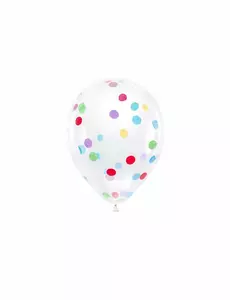 6 transparenta latexballonger med flerfärgade konfettibitar 30 cm