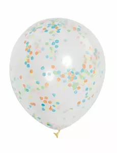 6 transparenta latexballonger med färgade konfettibitar 30 cm