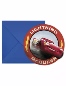 6 inbjudningskort med kuvert Cars 3™