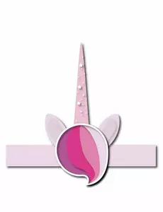 6 Enhörningshattar i kartong rosa 27 cm