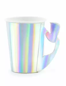 6 holografiska sjöjungfru-pappmuggar 220 ml