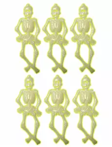 6 självlysande små skelett 15 cm Halloween