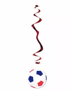 6 fotbollsballongdekorationer blå vita röda 80 cm
