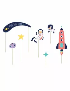 7 cake toppers i kartong space adventure 9,5–24,5 cm