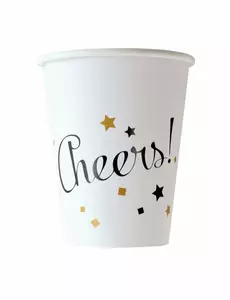 8 pappmuggar Happy New Year gyllene 250 ml