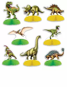 8 mini-bordsdekorationer dinosaurier