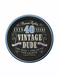 8 små papperstallrikar Vintage 40-årsdag 18 cm