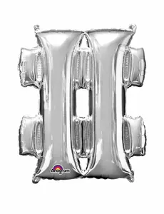 Jätteballong i aluminium, silversymbol #, 83 cm
