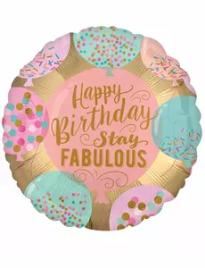 Happy Birthday-ballong i rosa aluminium 43 cm
