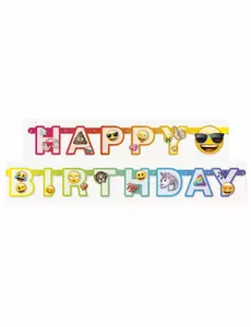 Happy Birthday Emoji Rainbow™-kartongbanner 1,8 m