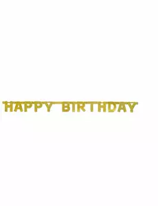 Ledad Happy Birthday-girlang gyllene 121 cm