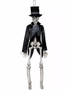 Hängande gotiskt skelett med brudklänning Halloween 45 cm