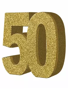 Guldfärgad bordsdekoration 50 år 20 x 20 cm