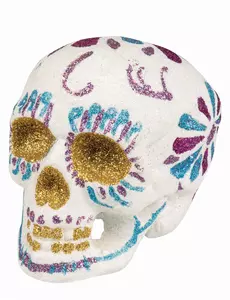 Glittrande dödskalled dekoration 16 X 14 cm Dia de los muertos