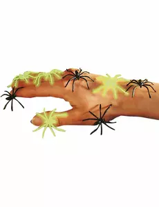 Falska svarta självlysande spindlar Halloween