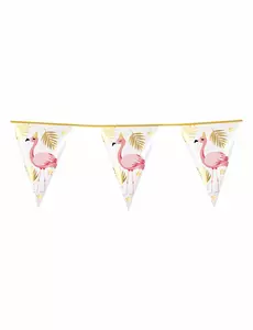 Girlang med 10 vimplar Flamingo Tropic i plast 30 x 20 cm
