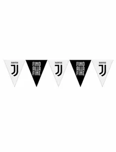 Svartvit plastvimpelgirlang Juventus™ 320 cm