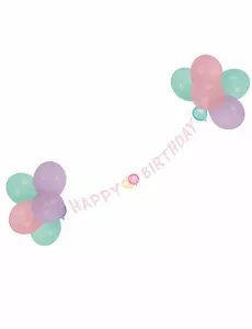 Girlang med Happy Birthday-ballonger pastell 1,5 m