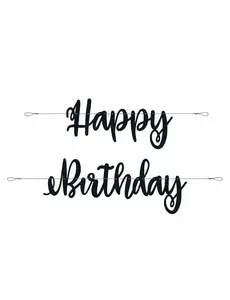 Svart Happy Birthday-girlang i kartong 2,13 m