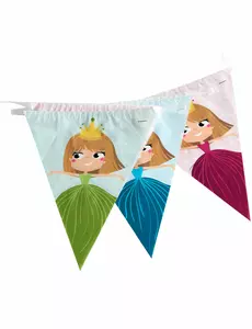 Plastgirlang med prinsessvimplar 270 cm