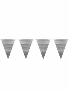 Metallisk silverfärgad vimpelgirlang 6 m