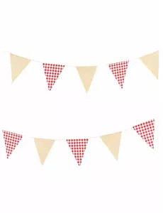 Girlang med vichy-rutiga linneflaggor retro 2 m