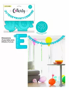 Blå Happy Birthday-girlang 280 cm