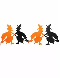 Pappersgirlang med orange och svart häxa till Halloween 240 cm
