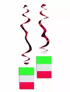 Set med 6 metalliska hängdekorationer med italiensk flagga