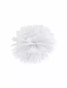 Vit papperspompon att hänga upp 25 cm