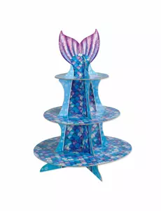 Cupcake-ställ sjöjungfru lila blått 40 cm