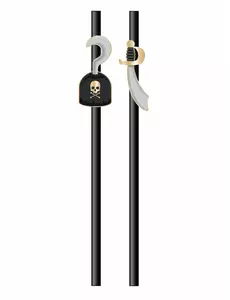 10 svarta papp­sugrör Pirate 20 cm
