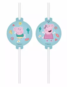 4 sugrör med medaljong Peppa Pig™