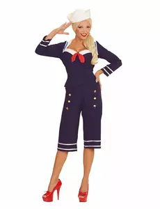 Pinup-sjömansmaskeraddräkt dam, Storlek: Small