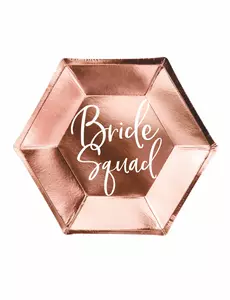 6 papperstallrikar Bride Squad roséguld 23 cm