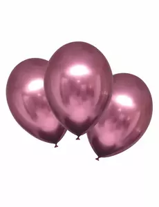 6 rosa satinlatexballonger 28 cm