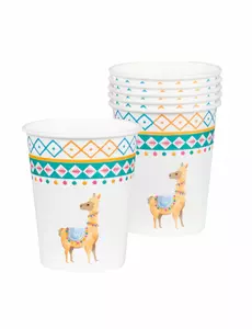 6 Vita lama-pappmuggar 25 cl