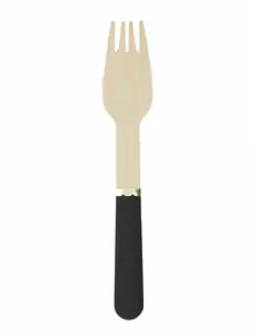 8 små svarta trägafflar 15 cm