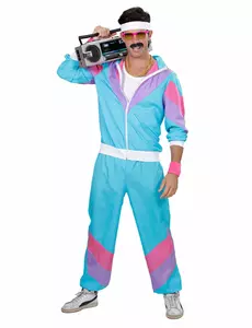 Turkos joggingmaskeraddräkt i 80-talsstil herr, Storlek: Small