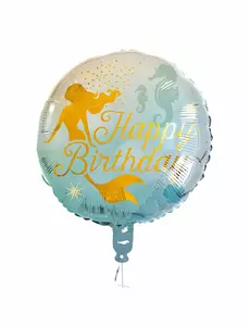 Aluminiumballong Happy Birthday sjöjungfru 45 cm