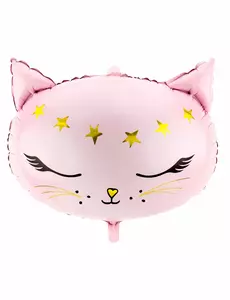 Rosa aluminiumfolieballong katt 48 x 36 cm
