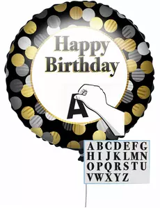 Anpassningsbar Happy Birthday-ballong svart och guld 43 cm