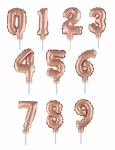 Cake topper-ballong med siffra roséguld 12,7 cm, Storlek: 0
