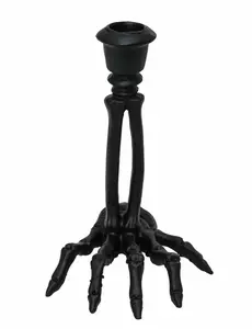 Ljuslykta i svart skelettresin 16 cm