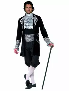 Silverfärgad barockmaskeraddräkt herr