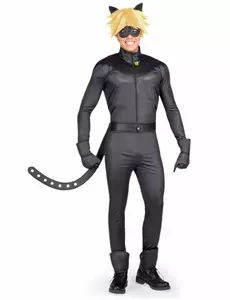 Maskeraddräktset Chat Noir Miraculous™ vuxen, Storlek: X-Small